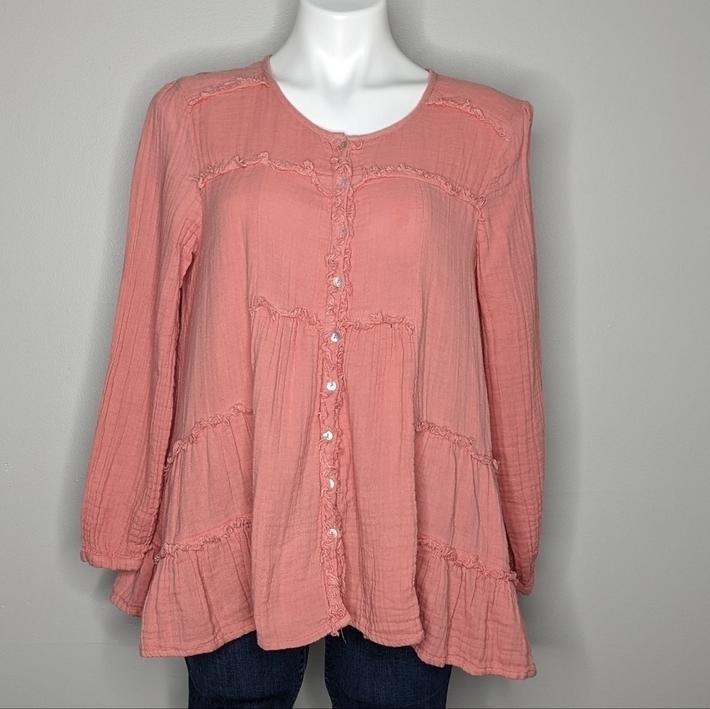 Sundance peach/salmon cotton blouse LP